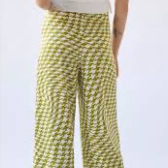 Urban Outfitters | Olympia Scarf Printed Pant Green Motif Houndstooth New Small - Picture 2 of 2